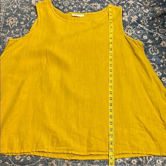 SOLD Bryn Walker Yellow Sleeveless Linen Pullover Top Boho Coastal Minimalist - Picture 6 of 9